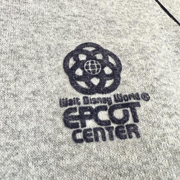 VTG 80s Walt Disney World Epcot Center Hoodie Sweatshirt 1/4 Snap SLIM FIT Sz L - Picture 5 of 12